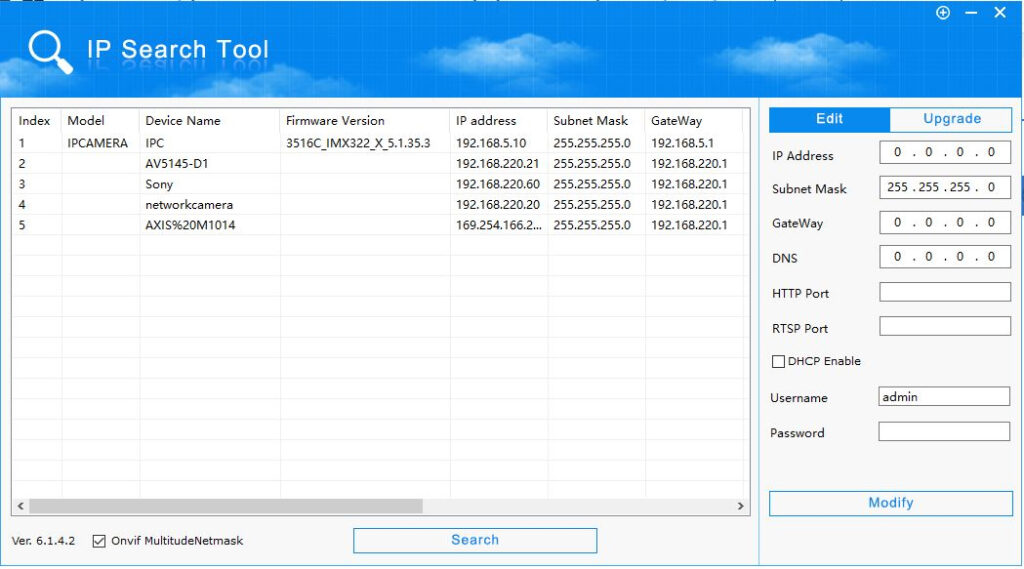 cctv ip search tools ip cameras mac pc cms