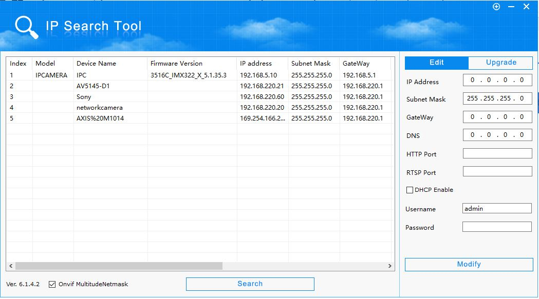 cctv ip search tools ip cameras mac pc cms